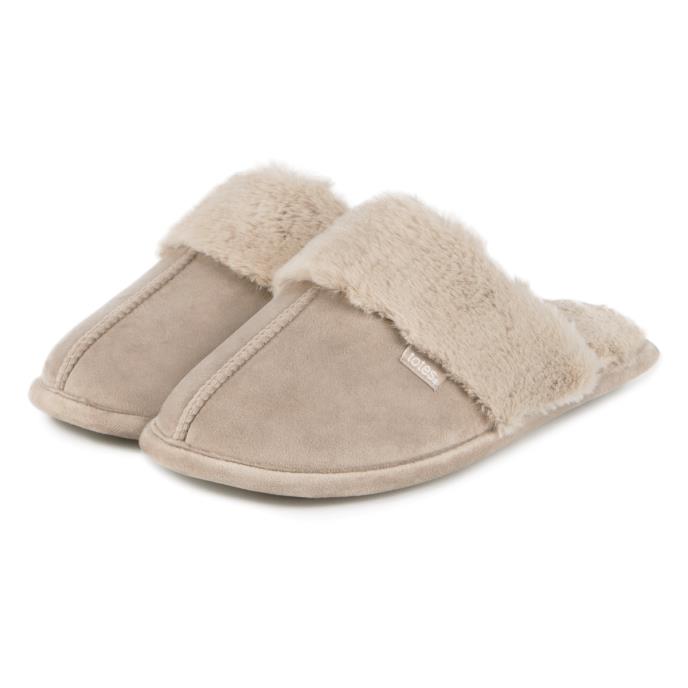 totes toasties® Ladies Velour Mule Slippers Taupe Extra Image 2